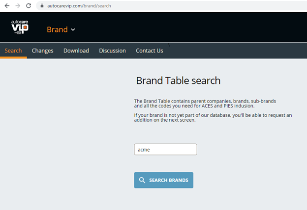 Brand Table Search